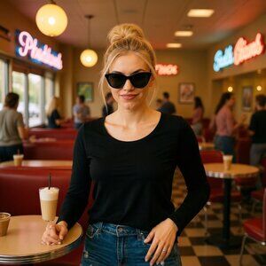 Soft Surroundings Black Long Sleeve Top – Women’s XL, Bratty-Chic Vibes